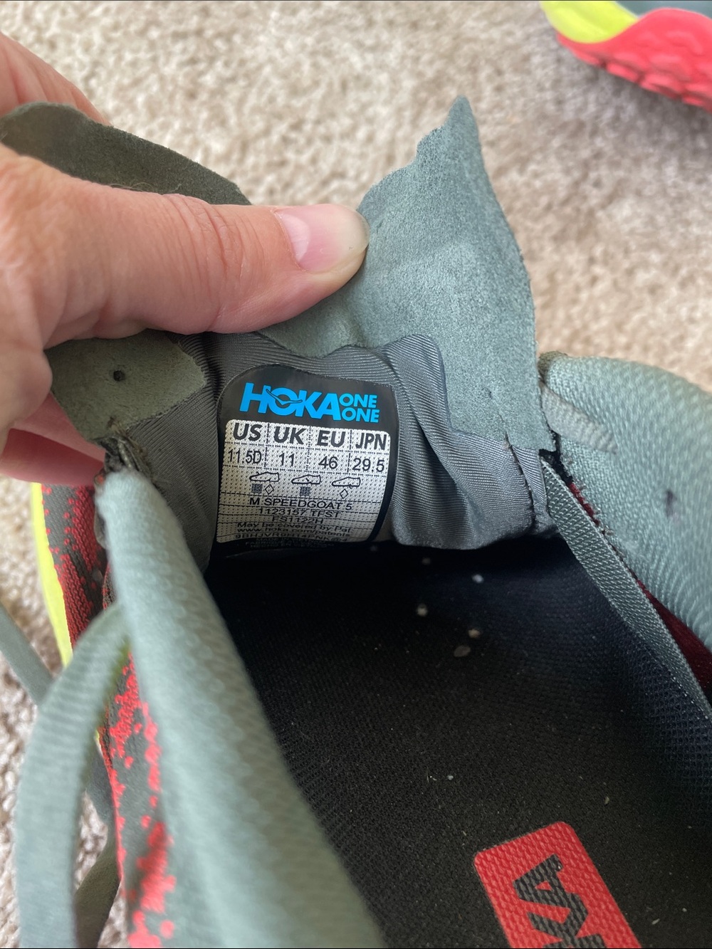 Hoka Speedgoat 5 Men's Running Shoes Sneakers 11.5 Athletic Lightweight Trail - Picture 4 of 15